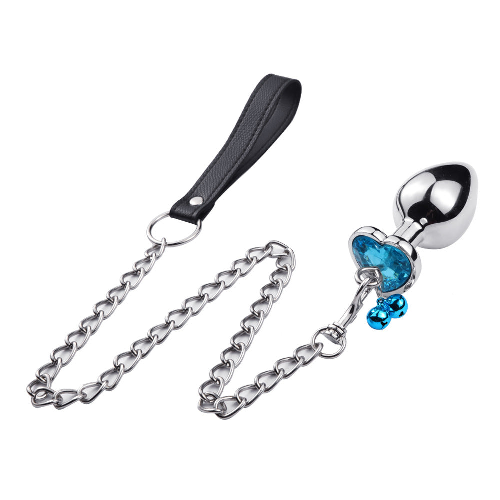 Metal Bell Anal Plug Adult Sex Toys G-spot Backyard Heart-shaped Anal Plug Traction Chain Alternative Toy