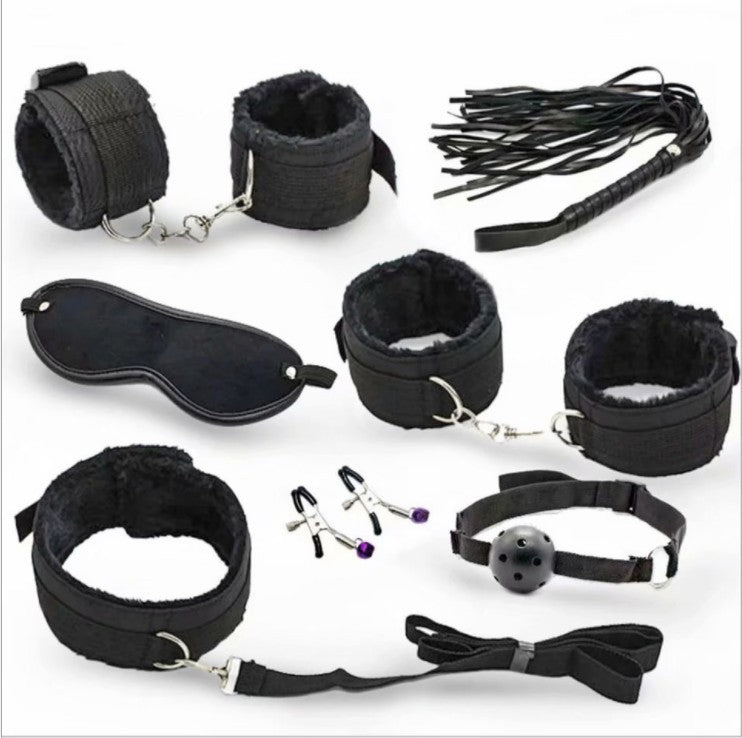 Adult Sex Toys Nylon Webbing Seven-piece Plush Suit SM Alternative Binding Bondage Toys Torture Tools For Women