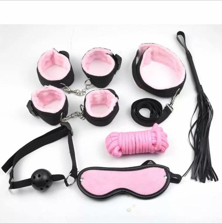 Adult Sex Toys Nylon Webbing Seven-piece Plush Suit SM Alternative Binding Bondage Toys Torture Tools For Women