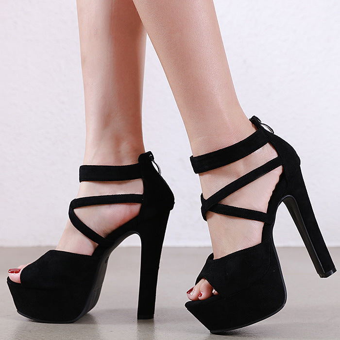 ummer new  comfortable high heel fish mouth waterproof platform women's shoes thick with sandals high heels