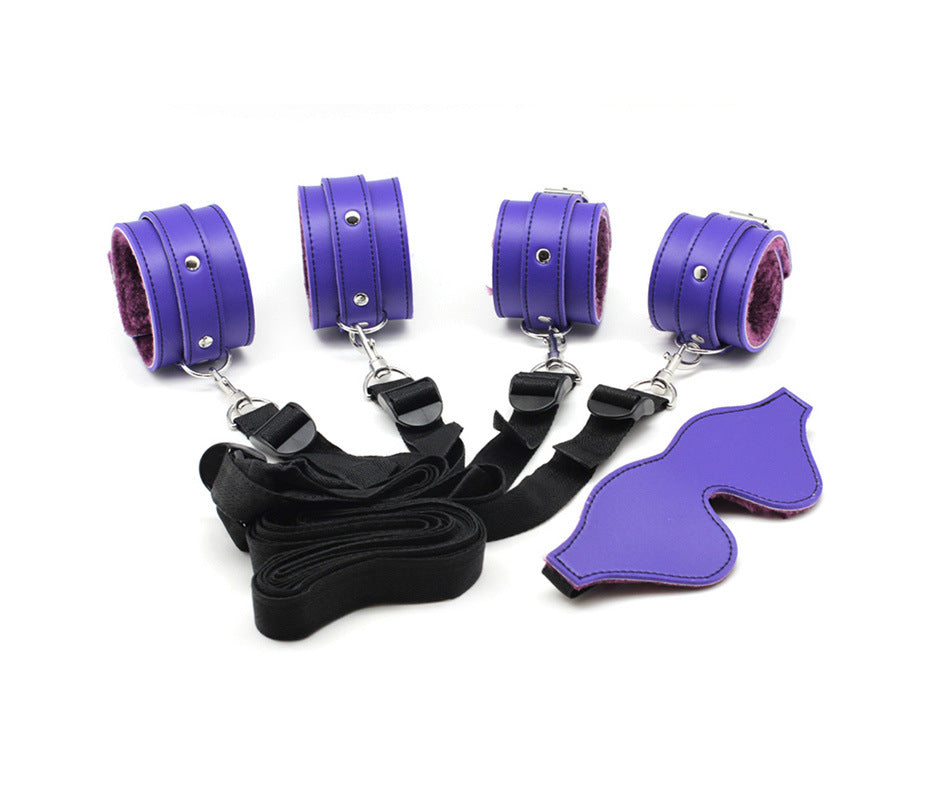 Adult Erotic Bed Strap Leather Handcuffs Leather Footcuffs Adult Erotic Binding