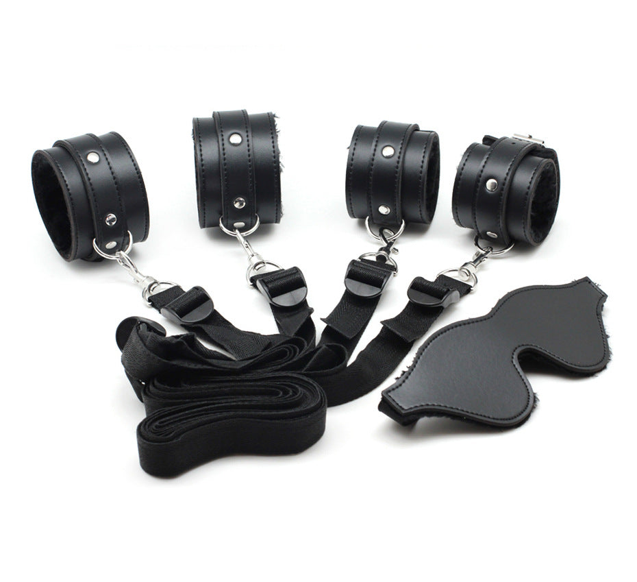 Adult Erotic Bed Strap Leather Handcuffs Leather Footcuffs Adult Erotic Binding