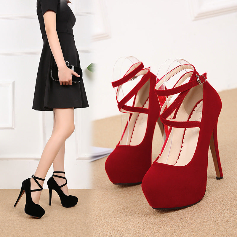 Cross Straps Large Size Heels High Heels Women&amp;#039;s Nightclub Women&amp;#039;s Shoes Amoy Source