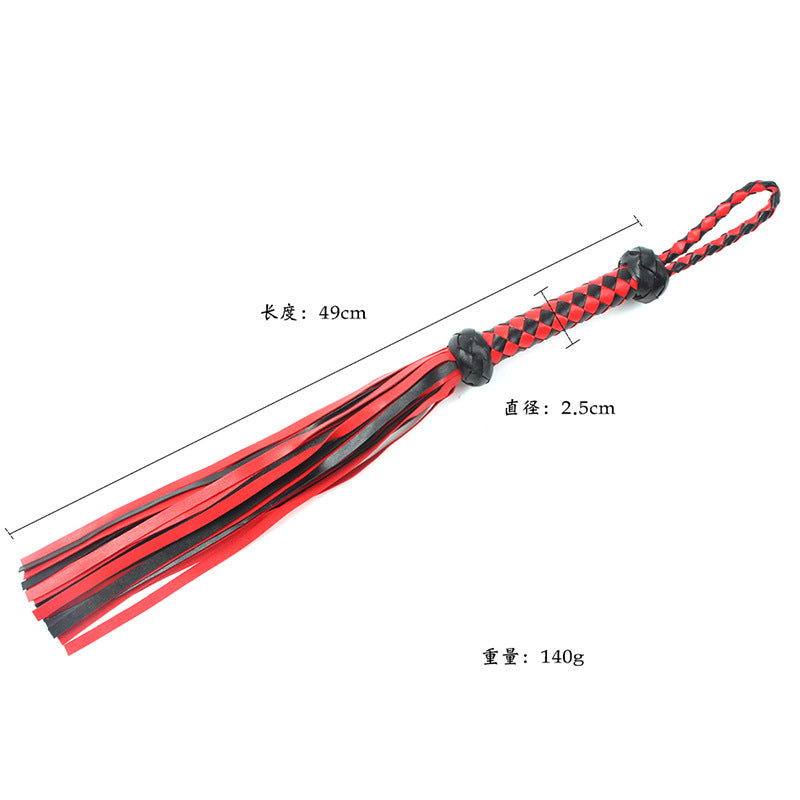Sexy Black Red Tassel Leather Whip Sm Maid Training And Slapping Passionate Whip Couple Sex Auxiliary Weaving Loose Whip