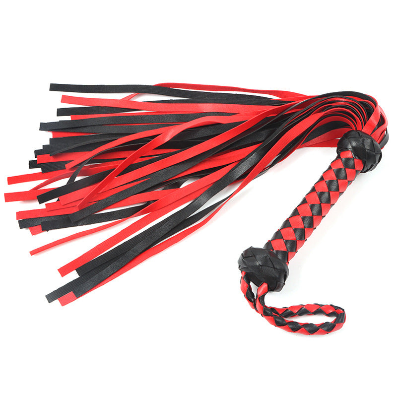 Sexy Black Red Tassel Leather Whip Sm Maid Training And Slapping Passionate Whip Couple Sex Auxiliary Weaving Loose Whip