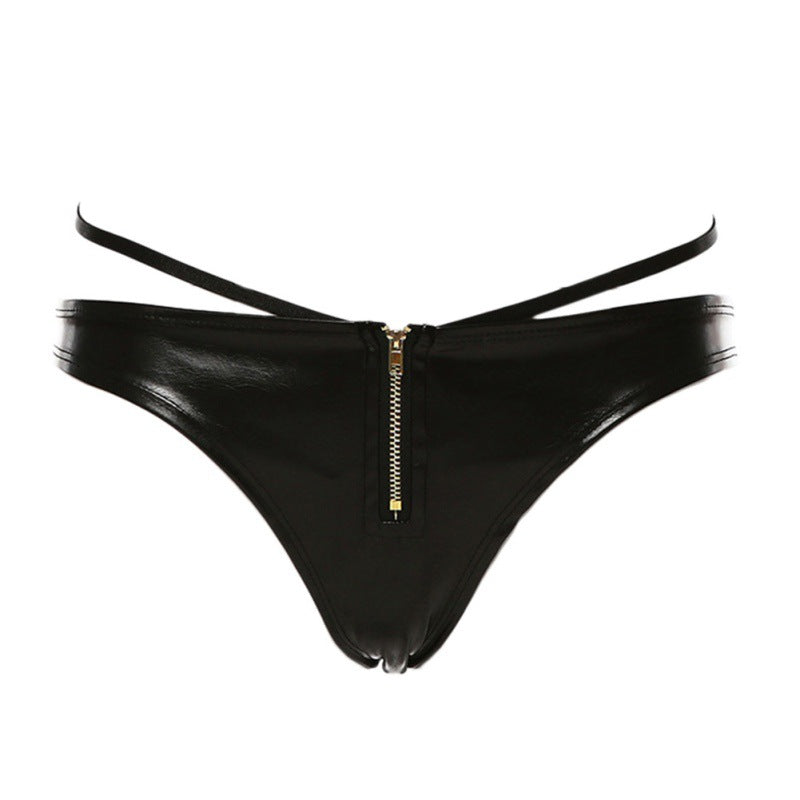 Amazon Hollowed Out Patent Leather Sling Bra Gathered Zipper Style Sexy Temptation A Generation Of Sexy Lingerie