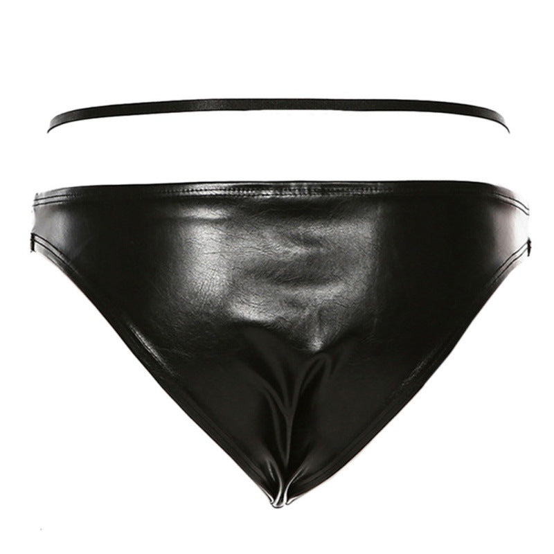 Amazon Hollowed Out Patent Leather Sling Bra Gathered Zipper Style Sexy Temptation A Generation Of Sexy Lingerie