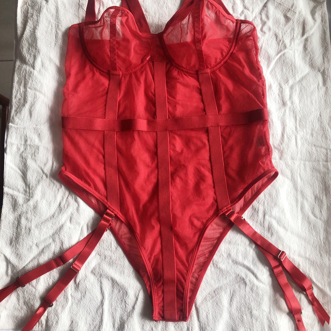 European And American Cross-mirror New Sexy Lingerie Ultra-thin Sexy High-end Fashion One-piece Mesh Sand Perspective Gathered Ready Stock 2200