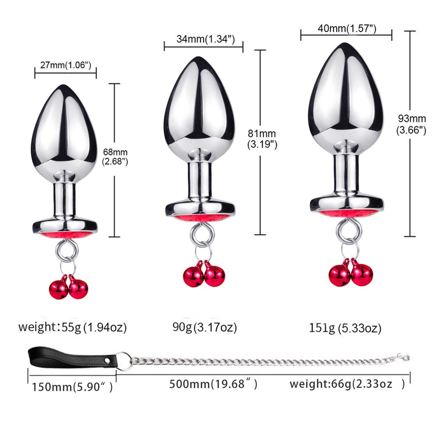 Metal Bell Anal Plug Adult Sex Toys G-spot Backyard Heart-shaped Anal Plug Traction Chain Alternative Toy