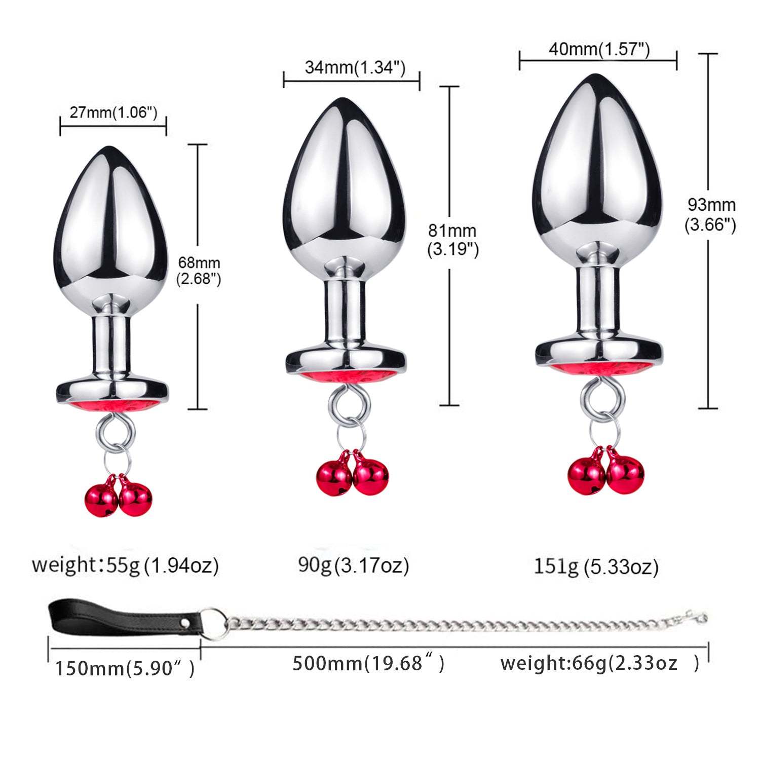 Metal Bell Anal Plug Adult Sex Toys G-spot Backyard Heart-shaped Anal Plug Traction Chain Alternative Toy