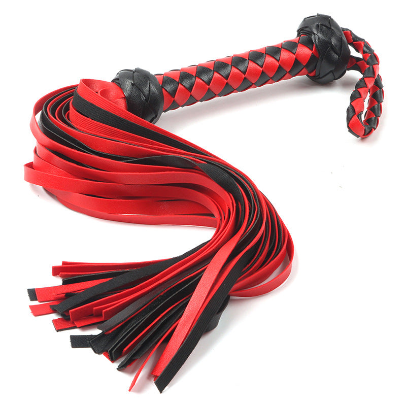 Sexy Black Red Tassel Leather Whip Sm Maid Training And Slapping Passionate Whip Couple Sex Auxiliary Weaving Loose Whip
